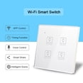 thumbnail image 3 of Wi-Fi Smart Wall Touch Light Switch Glass Panel Voice Control Compatible with Alexa Google Home APP Control Timing Function Smart Share Wall Socket White (4 Gang), 3 of 8