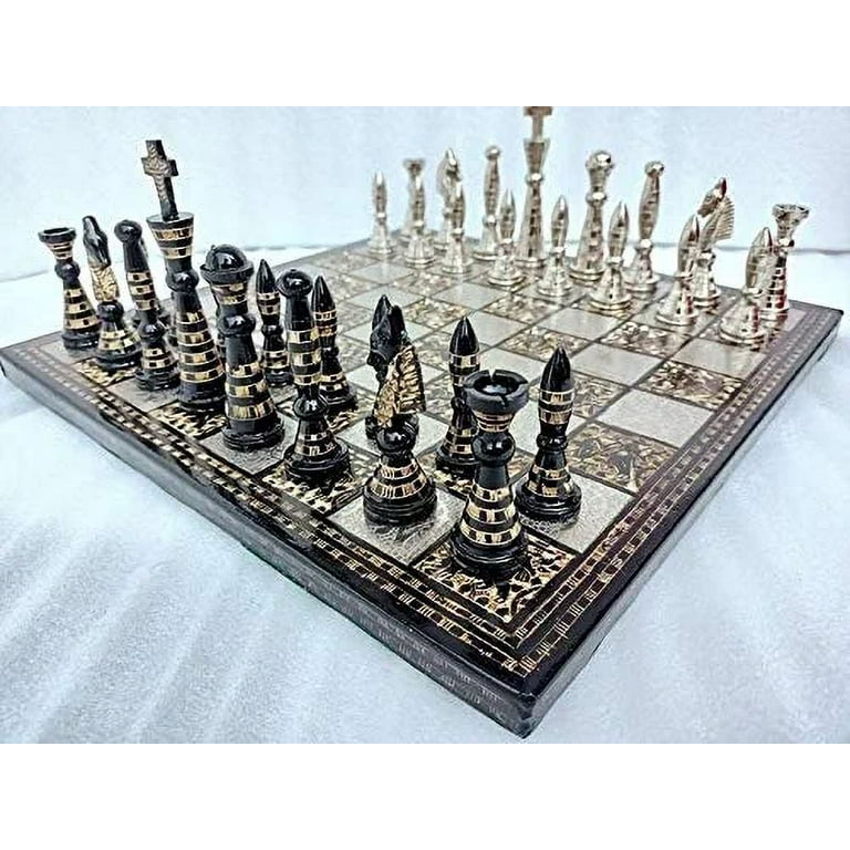 The Royal Carved Series brass chess set 3.75 King with 14 x 14