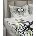 thumbnail image 4 of Ambesonne Saying Fitted & Top Sheet Set with Shams, Romantic Bird, Black Green Pink, 4 of 5