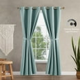 thumbnail image 4 of Jessica Simpson Faye Geometric Grommet Window Curtains with Tiebacks, Aqua, 38" x 84", 4 of 6