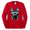 thumbnail image 2 of DJ Kitty Cat with Headphones | Mens Cat Lover Long Sleeve T-Shirt, Red, 3XL, 2 of 3