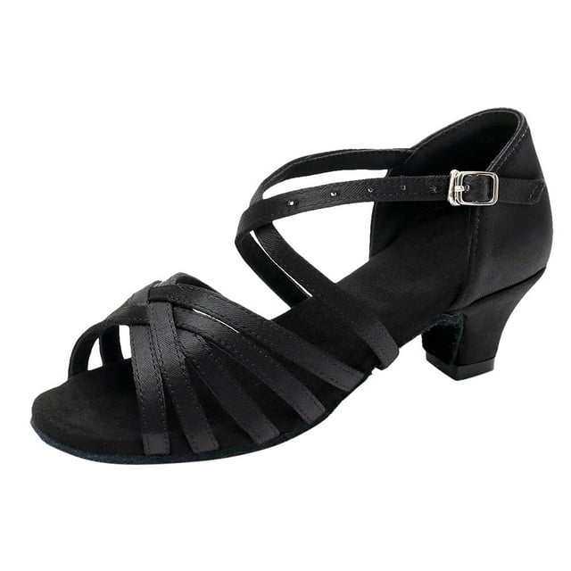 Sandales de Danse Latine pour Femmes à Talon Bas, Chaussures de Tango de Salon Confortables et Légères Non Performantes