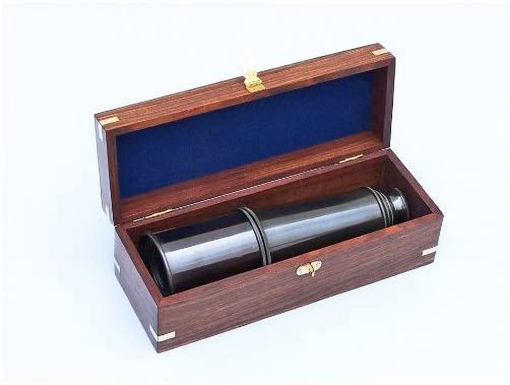 Deluxe Pirate Spyglass Telescope - Brass, 32 Inch With Rosewood Case, 15x Magnification, Nautical Decor Gift