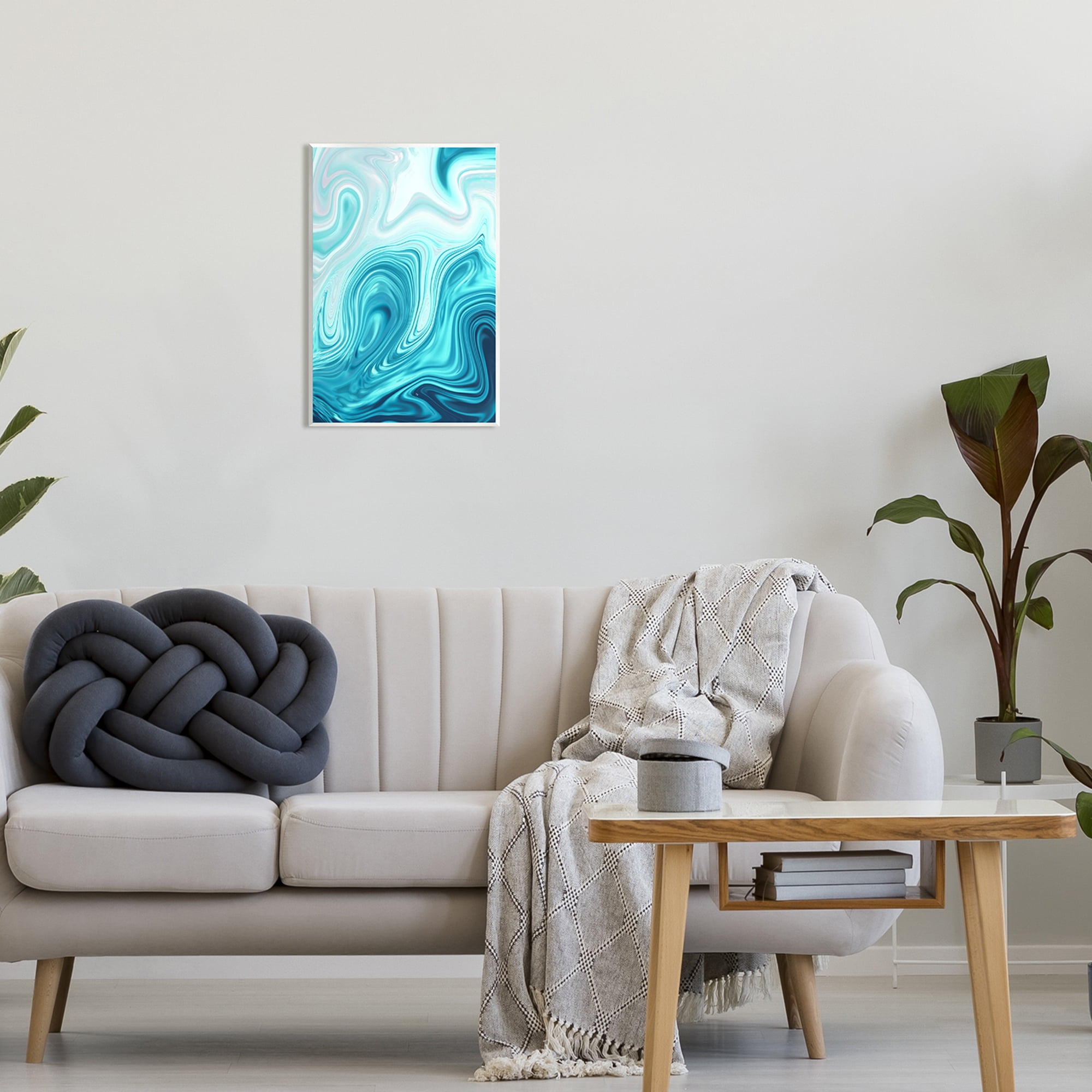 Stupell Industries Blue Abstract Ripples Abstract Painting Unframed Art Print Wall Art, 13 x 19