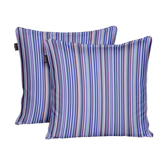 S4Sassy Blue Cotton Flex Stripe Living Room Dori Sofa Cushion Cover Printed Home Decor Pillow Cases 2Pcs-18 x 18 Inches