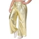 thumbnail image 4 of Pantalones jogger metálicos de talle alto y stretch para mujeres de talla grande Agnes Orinda, streetwear holográfico hip hop dorado 4X, 4 of 6
