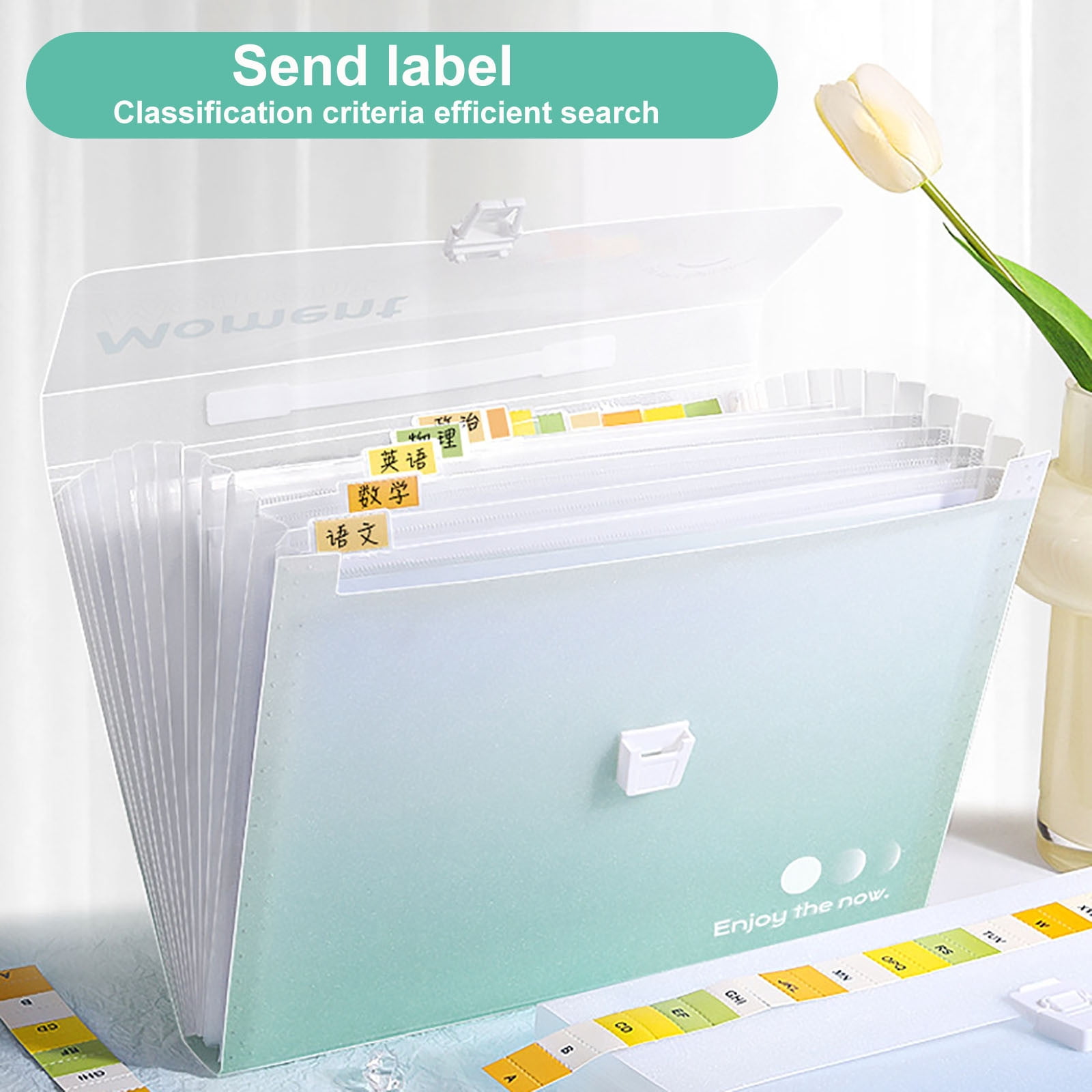 HBBKVI 2 Pack File Folders, 13 Pockets File Organizer, Gradient Handheld Organ Bag A4 Large Capacity Multi Layered File Bag Storage Bag Folder