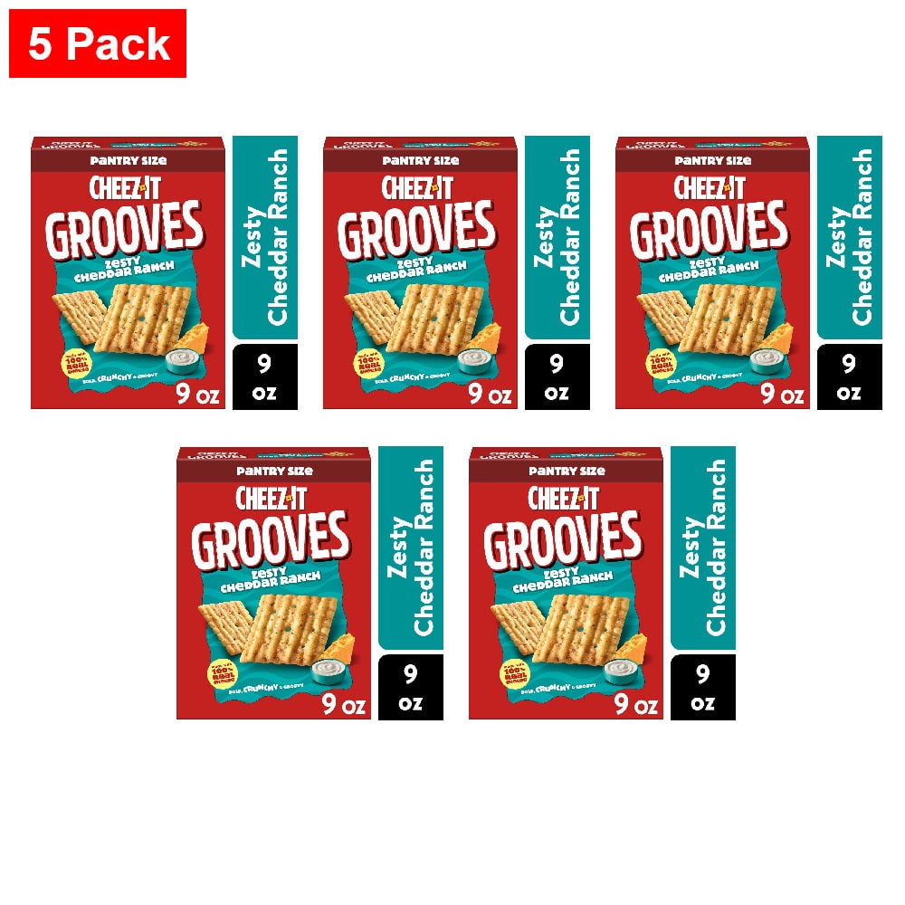 Cheez-It Grooves Crispy Cracker Chips, Zesty Cheddar Ranch, 6