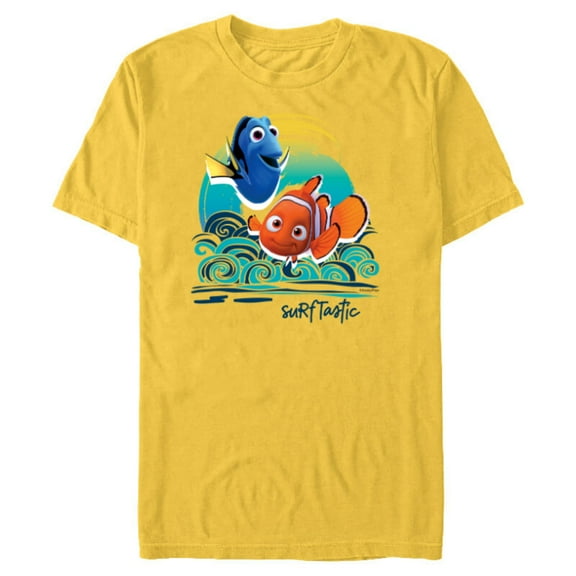Disney PIXAR Finding Nemo Surf-Tastic with Nemo & Dory - Short Sleeve Blended T-Shirt for Adults - Customized-Putty Snow Heather