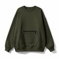 thumbnail image 6 of Tqcoqu Women's Crew Neck Oversized Sweatshirt, Long Sleeve Pullover with Zipper Kangaroo Pocket Casual Top, 6 of 9
