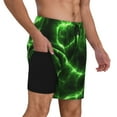 thumbnail image 2 of Kdxio Green Lightning Print Men'S Swim Trunks With Compression Liner 7 Inch Inseam Quick Dry Swim Shorts, 2 of 7