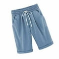 thumbnail image 2 of pitrice Short Pants Elastic Waistband Loose Shorts Woman Summer Outfits, Blue, L, 2 of 6