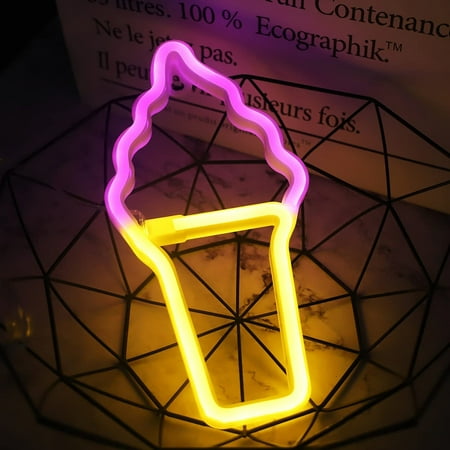 

Ice Cream Neon Sign Ice Cream Neon Lights for Bedroom Decorations Battery/USB Powered Ice Cream Shaped Night Light for Children Baby Room Bar Recreational Party Decoration(1PCS)