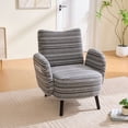 thumbnail image 2 of S-HOME Modern Style Armchair in Boucle Fabric with Side Storage Pocket and Solid Wood Legs for Living Room Office Reading Chair, Dark Gray, 2 of 16