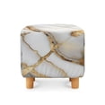 thumbnail image 2 of SCRAWLGOD Marble Print White Gold Ottoman Chair Cover Ottoman Chair Slipcovers Printed Square Storage Stool Cover Stretch Footstool Footrest Sofa Slipcovers with Elastic Bottom, 2 of 7