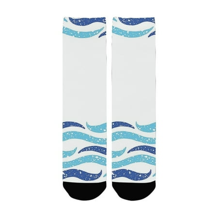 

Modern Abstract Old Ocean Life Yatcht Sea Lake Navy Waves Geometrical Image es Navy Blue Turquoise W Women s Custom Socks (Made In USA)