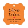 thumbnail image 1 of Darling Souvenir Cheers to Love Bottle Tag Personalized Wedding Favor Custom Hang Tags-Orange-100 Tags, 1 of 1
