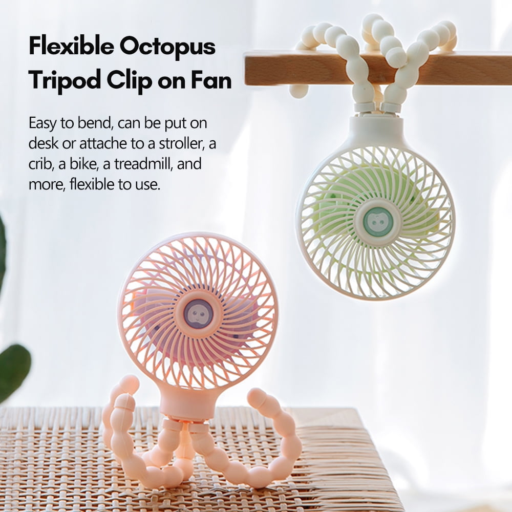 Portable Handeld Mini Fan Baby Stroller Fan Flexible Octopus Tripod Clip On Fan With 3 Speeds Adjustable Usb Charging For Desk Crib Car Seat Bike Treadmill Walmart