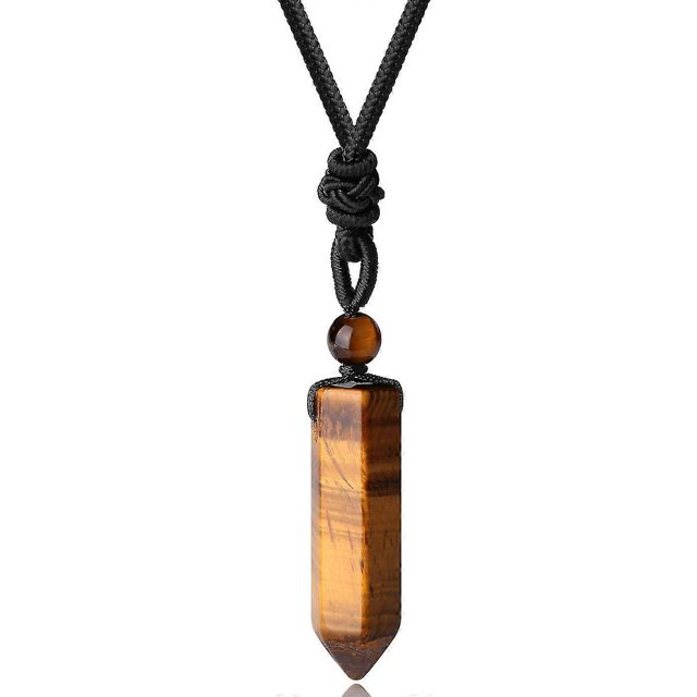 Collar de cristal curativo Yashi colgante de obsidiana negra ajustable 18-27,5 pulgadas