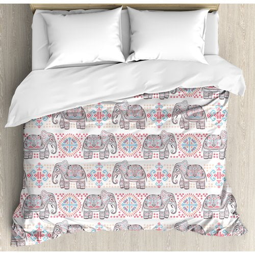 Ambesonne Tribal Indian Asian Safari Animal Elephant Nature