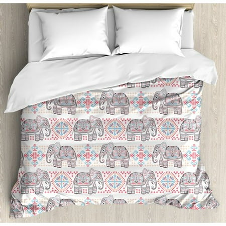 Ambesonne Tribal Indian Asian Safari Animal Elephant Nature