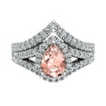 thumbnail image 4 of Pear Cut Pink Morganite Halo Diamond Wedding Ring Set 14K White Gold (I,I1), 4 of 5