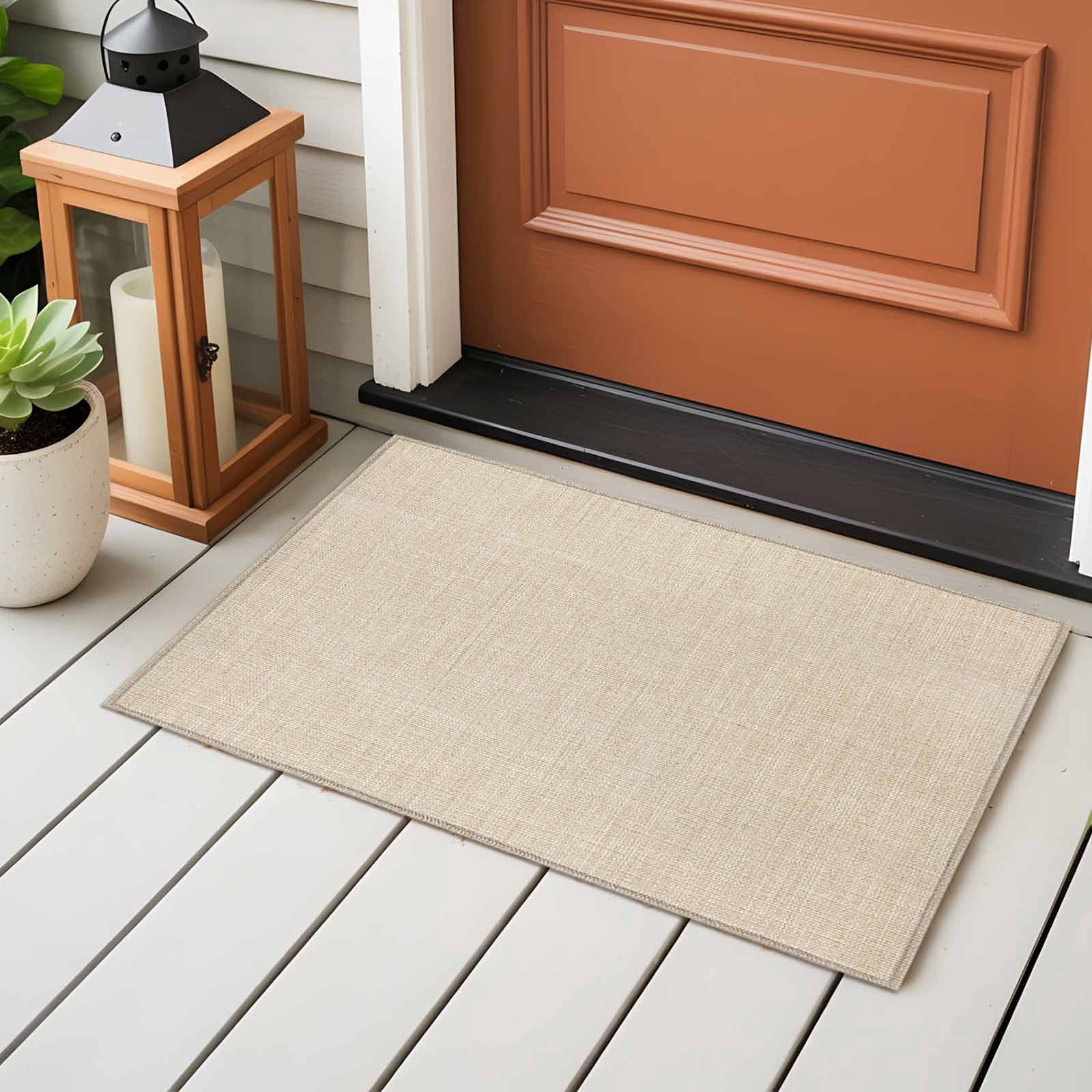 Vintage Cream Entryway Rug 2x3 Area Rug Washable Indoor Doormat Small Bathroom Rugs Non-Slip Low Pile Accent Throw Rugs Farmhouse Retro Beige Solid Color Floor Carpet for Kitchen Bedroom Entrance