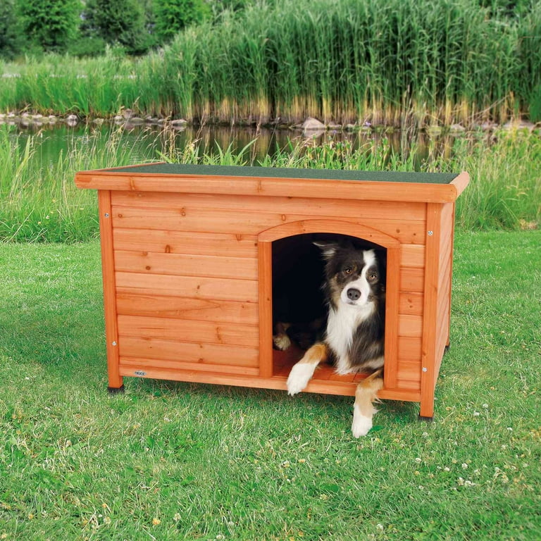 TRIXIE natura Classic Dog House, Flat Hinged Roof, Adjustable Legs