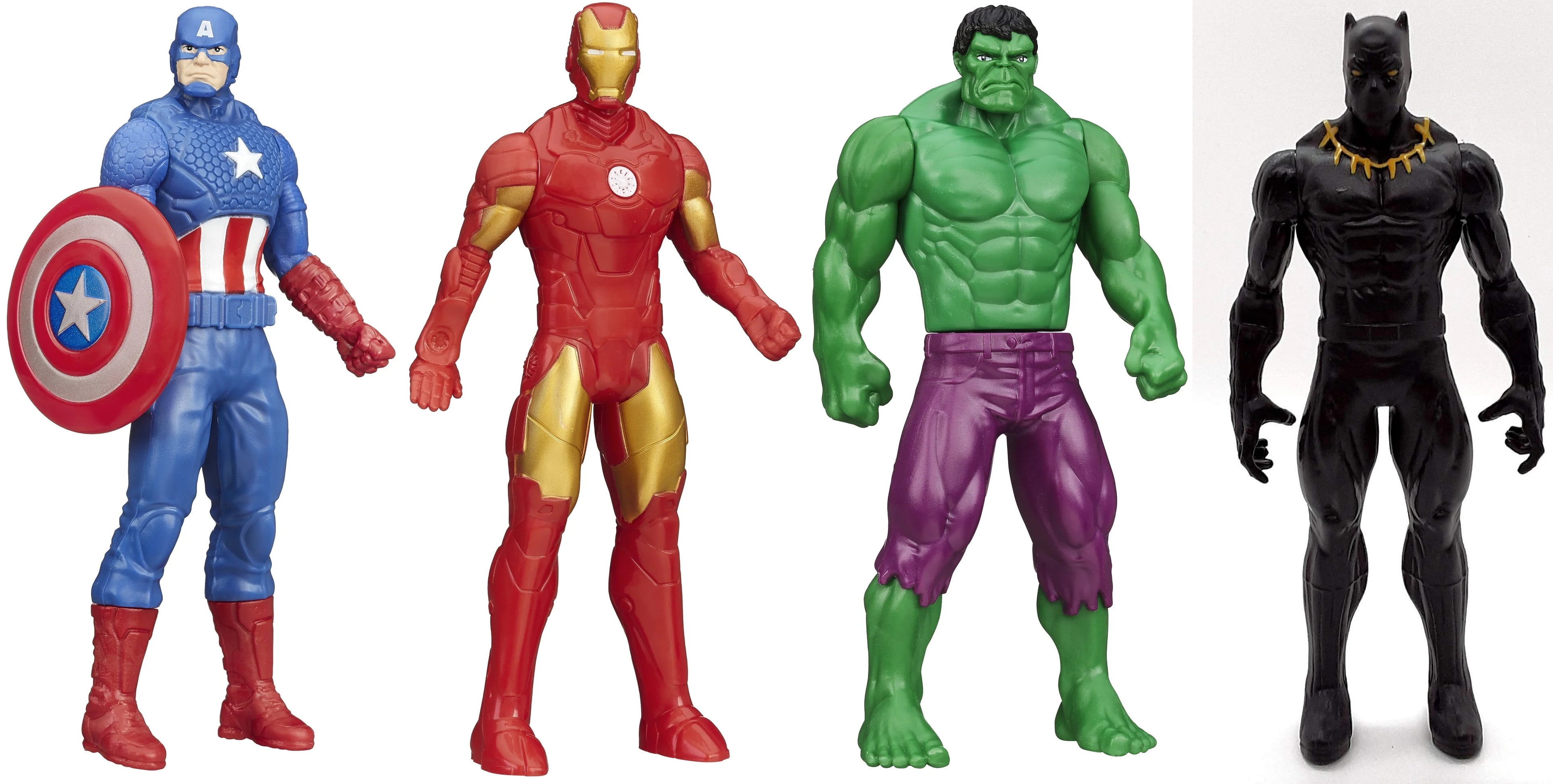 [BUNDLE - 4-pack] - Marvel Avengers 6-inch Action Figures - Captain America, Iron Man, Hulk, Black Panther