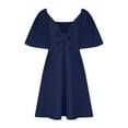 thumbnail image 3 of Miluxas Womens Dresses 2024 Clearance Spring Summer Deep V Neck Elegant Bow tie Mini Dress Navy 6(M), 3 of 7