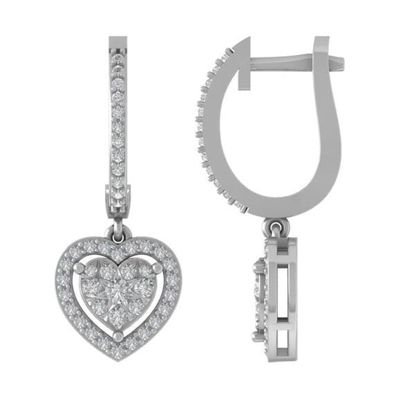 ARAIYA 10K White Gold Round Lab Grown Diamond Dangle Earrings (5/8 cttw, VS Clarity, D-E Color)