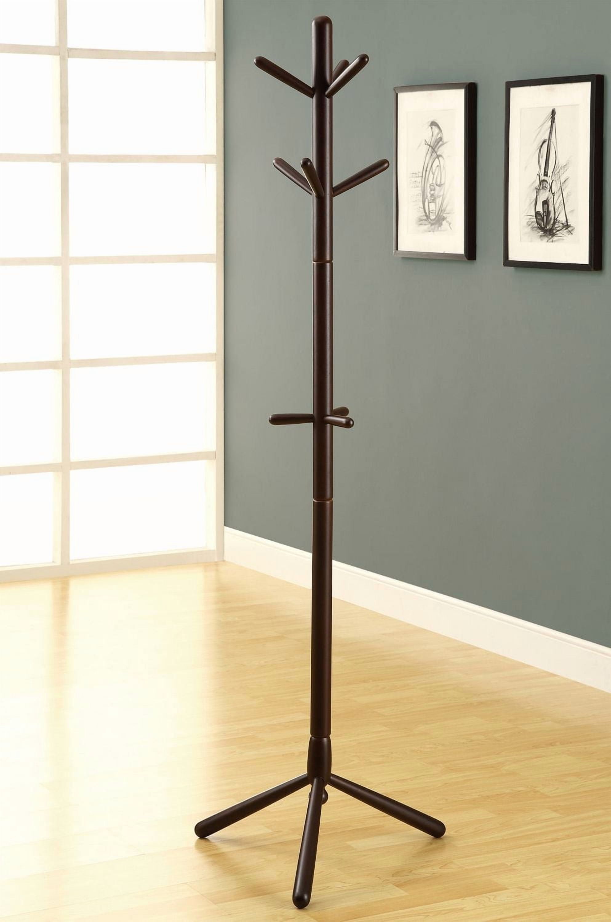 Monarch Specialties Coat Rack, Hall Tree, Free Standing, 9 Hooks, Entryway, 69"h, Bedroom, Wood, Brown, Contemporary, Modern