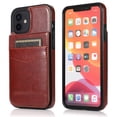 thumbnail image 5 of iPhone 12/12 Pro Case, Leather Wallet Case iPhone 12/12 Pro 6.1", PU Leather Case, Built in Stand Wallet Credit Card Holder Case 5 Card Slots Case For Apple iPhone 12/12 Pro, Brown, 5 of 11