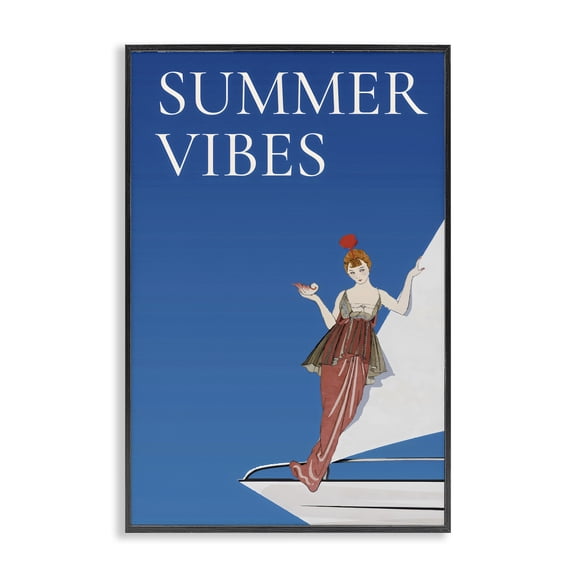 Stupell Industries Traditional Summer Vibes Vintage Yacht Black Framed Giclee Art, 12 x 18, by Creative Studio