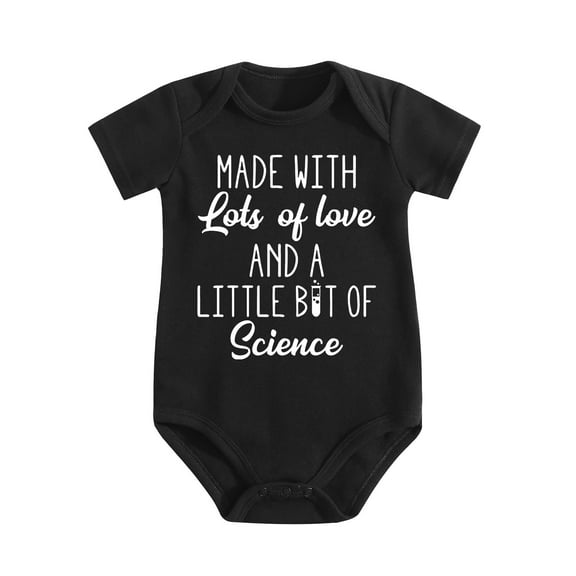 Made with Lots of Love And A Little Bit of Science - Cute Newborn One-Piece - Funny Pregnancy Announcement Outfit Black-style 0-3M