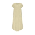 thumbnail image 6 of YTCAMLO A Line Sundresses for Women Casual Short Sleeve Long Dress Baggy Sleeveless Maxi Dress with Pockets Flowy Travel Vacation Clothes, Beige S, 6 of 7