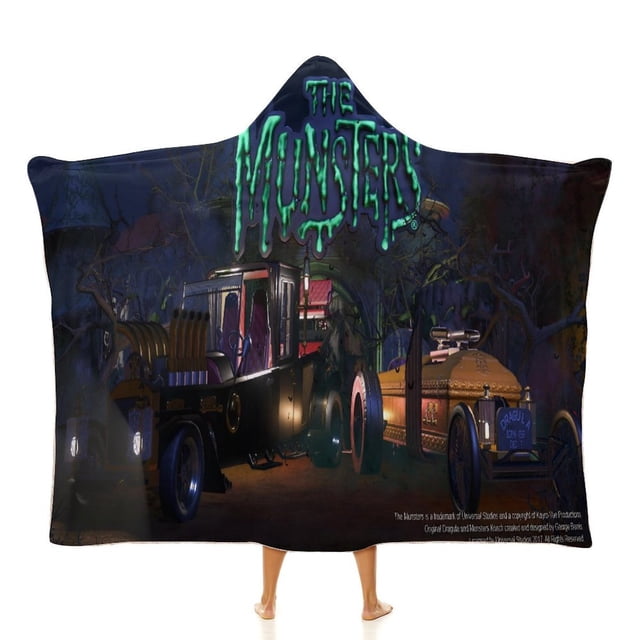 Los Munsters Manta Capa con Capucha Anti-Bolitas, Manta de Lana Ártica Suave, Manta Portátil de Felpa Ligera y Lujosa, Poncho para Siesta en Casa y Oficina, 100*130cm