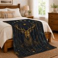 thumbnail image 6 of Antlered Stag Beneath decorative theme And Stars, Soft Flannel Blanket with Celestial Wildlife Illustration Print, Housewarming Gift and Home Decor for Bedroom and Living Room, 6 of 7