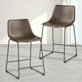 thumbnail image 2 of Counter Height Bar Stools Set of 2, Modern Counter Stool Faux Leather Barstools with Back, Seat Height Island Stools Countertop Comfortable Brown Bar Chairs, 2 of 5