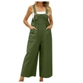 thumbnail image 1 of ICHUANYI Clearance Women's Summer New Women's Casual Color Collar Loose Suspenders Jumpsuit(Army Green, S) ICHUANYI WER2023081017764, 1 of 4