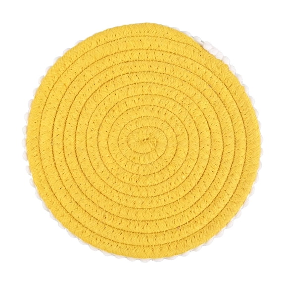 Qholemyo Single Round Ball Trim Woven Rope Heat Resistant Coaster Waterproof Place Mats Table Mats Dining Room Decor