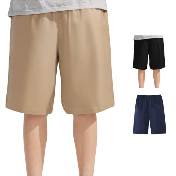 SUXIAN Shorts for Boys Summer Thin Elastic Waist Pull on Jogger Pocket Casual Pants Boys Shorts Lightweight Loungewear Comfort Fit Khaki 3-4 Years