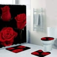 thumbnail image 2 of Prettyui-4 piece Set 3D Digital Romantic Rose Printing Shower Curtain Floor Carpet Bathroom Mat Set Valentine's Day Decorations, 2 of 7