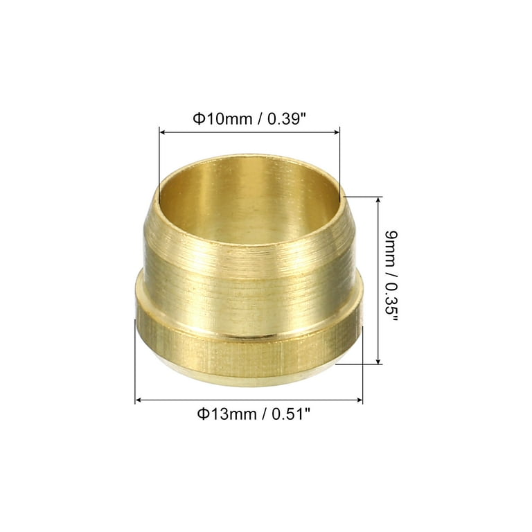Uxcell 10mm Tube OD Brass Compression Sleeves Ferrules 10 Pack Brass  Compression Fitting Assortment Kit 