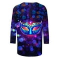 thumbnail image 5 of Aloohaidyvio Mardi Gras Women Clothing ,Women's Casual 3/4 Sleeve T-Shirts Round Neck Cute Summer Tops Basic Tees Fall Mardi Gras Blouses, 5 of 5