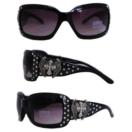 Montana West Ladies Sunglasses Winged Cross Concho UV 400 Protection