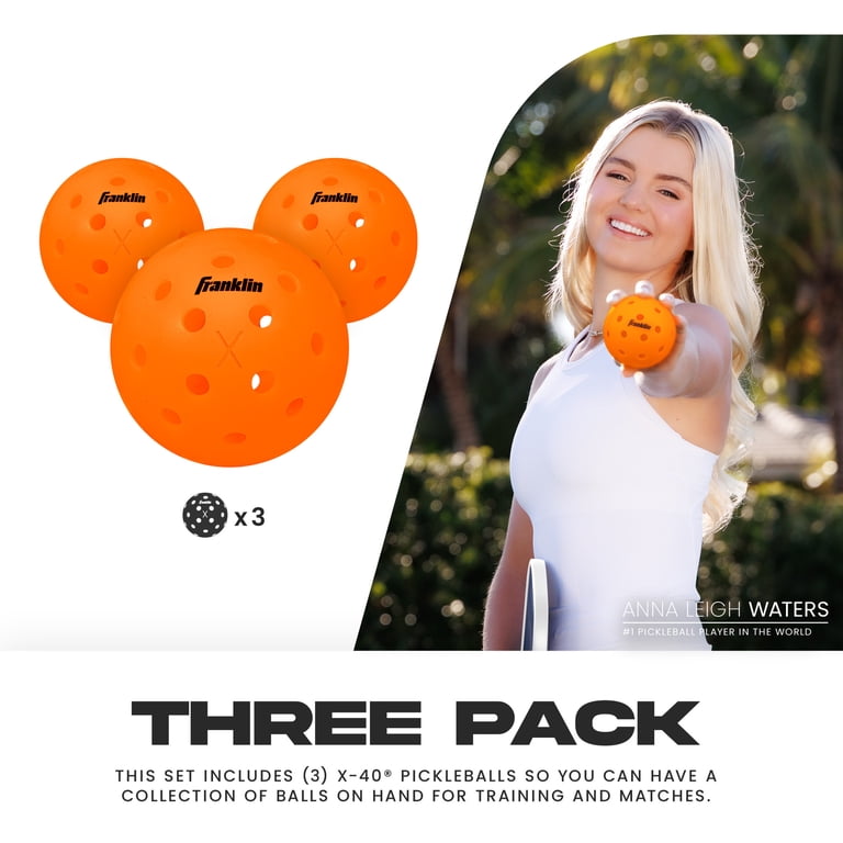 Franklin Sports X-40 Outdoor Pickleballs - Official Size - Lava