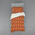 thumbnail image 1 of Retro Duvet Cover Set, Curved Stripes Pattern with Many Colors Wavy Abstract Composition of Geometric Shapes, Bedding Set with Shams and Fitted Sheet, 3 Sizes, by Ambesonne, 1 of 3