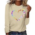 thumbnail image 1 of Jsaierl Hauts de la Saint-Valentin pour Femmes Tendance Coloré Patte de Chien Cœur Graphique T-Shirts Décontractés Col Rond Manches Longues, 1 of 3