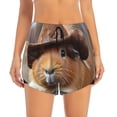 thumbnail image 2 of Daiia Cowboy Hat Guinea Pig Pattern Women's 2 in 1 Running Shorts - Lightweight Athletic Workout Gym Yoga Shorts Liner with Phone Pockets-Large, 2 of 7